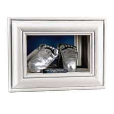 3D Double Casts in Mirror Display Box- Silver Feet by Calli's Corner