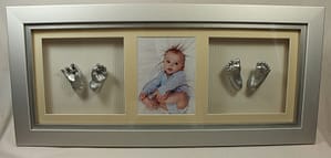 3D Four Single baby Casts in Standard Frame with Photo by Calli's Corner