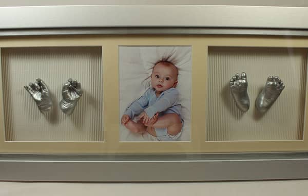 3D Four Single baby Casts in Standard Frame with Photo by Calli's Corner